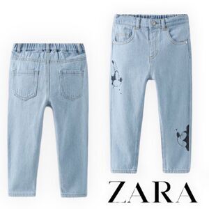 Zara Kids Light Blue Jeans with Black Print